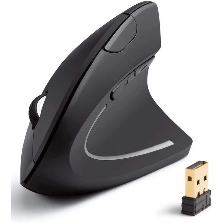 Mouse optic vertical, wireless, ergonomic, 1600dpi, 2.4 GHz, Negru, IM 1200-VM-B, Profesional Optic