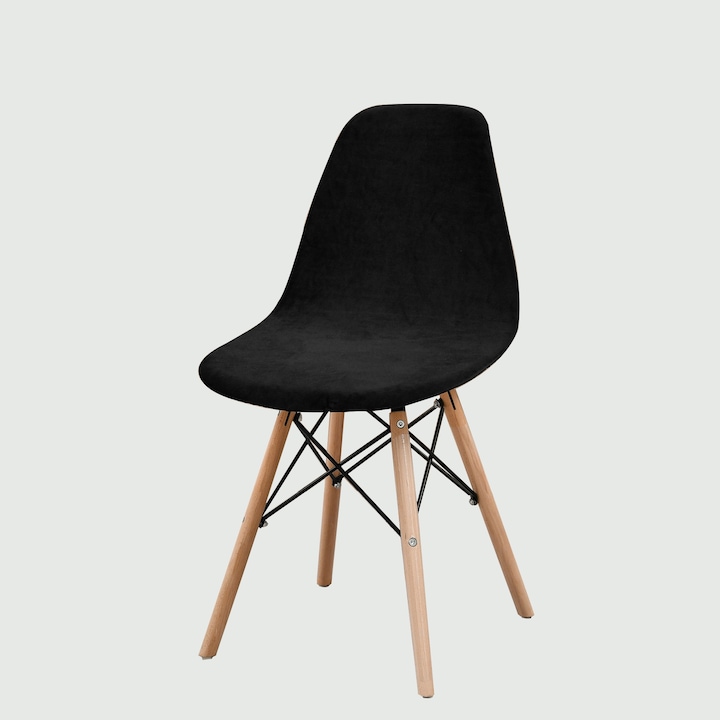 RS1 Еластичен кръгъл кадифен калъф за стол, универсален, протектор за кухненски и трапезарни столове-винтидж черен