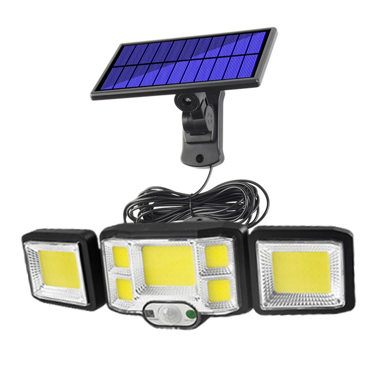 Lampa solara de perete cu telecomanda, Enforose, 192 LED, rotire 3 directii, iluminare 6-12 ore, exterior