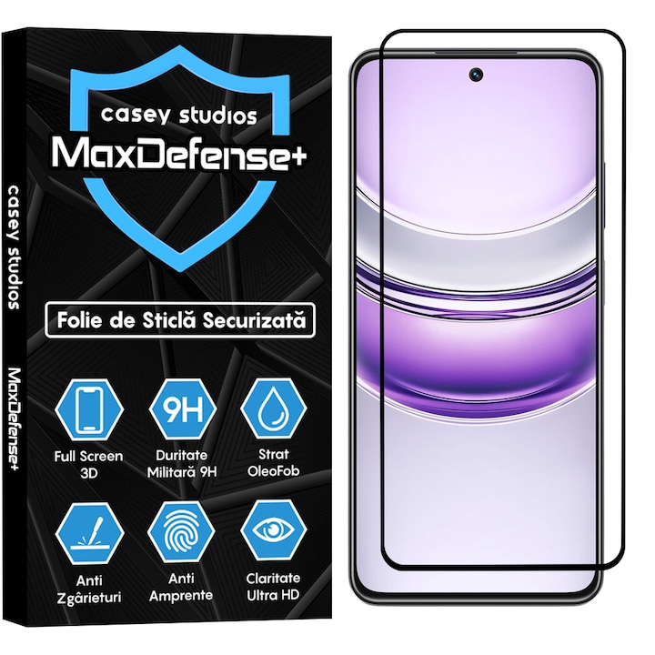 Folie Sticla CASEY STUDIOS compatibila cu Realme 14x, Full Glue, Sticla Securizata, Duritate Militara, Ultra HD, Protectie Profesionala Ecran 3D, Anti Zgarieturi, Anti Socuri