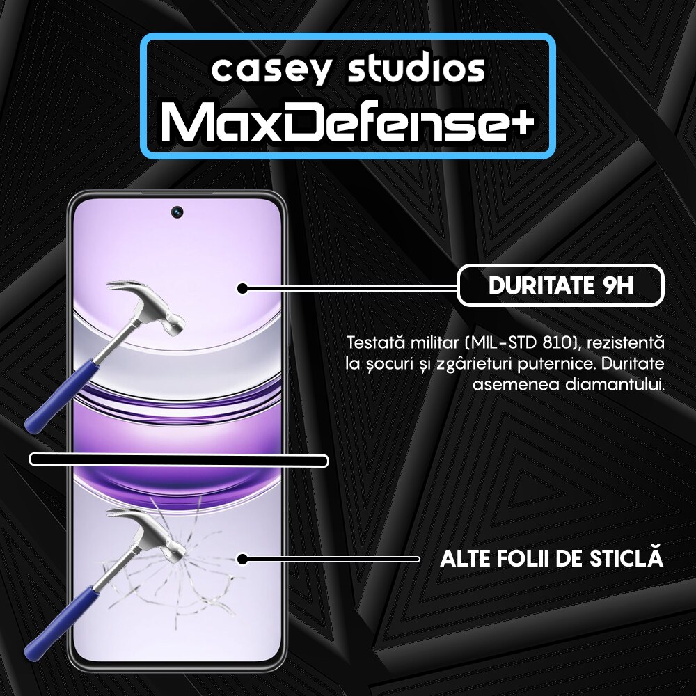 Folie Sticla CASEY STUDIOS compatibila cu Realme 14x, Full Glue, Sticla Securizata, Duritate Militara, Ultra HD, Protectie Profesionala Ecran 3D, Anti Zgarieturi, Anti Socuri