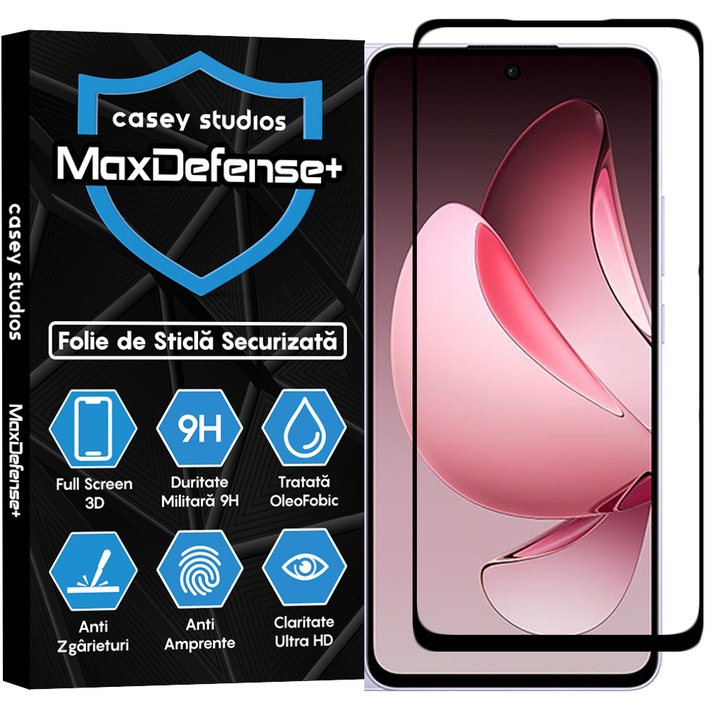 CASEY STUDIOS üvegfólia Oppo Reno13 F 4G-hez, teljes ragasztóval, edzett üveg, katonai keménység, Ultra HD, professzionális 3D képernyővédelem, karcálló, ütésálló