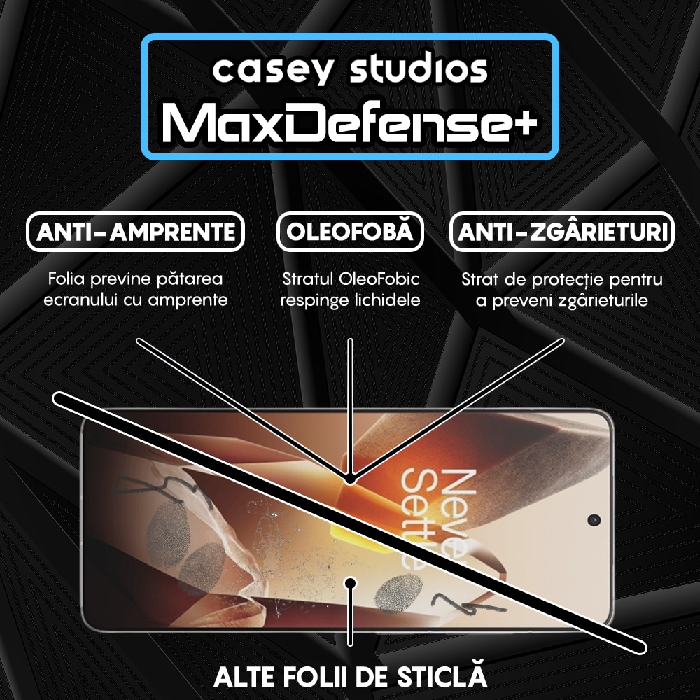 Folie Sticla CASEY STUDIOS compatibila cu OnePlus 13R, Full Glue, Sticla Securizata, Duritate Militara, Ultra HD, Protectie Profesionala Ecran 3D, Anti Zgarieturi, Anti Socuri