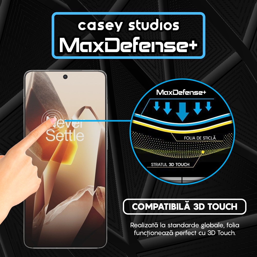 Folie Sticla CASEY STUDIOS compatibila cu OnePlus 13R, Full Glue, Sticla Securizata, Duritate Militara, Ultra HD, Protectie Profesionala Ecran 3D, Anti Zgarieturi, Anti Socuri