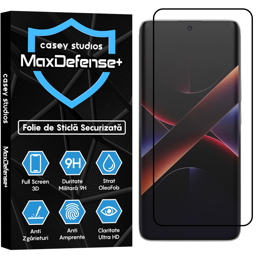 Folie Sticla CASEY STUDIOS compatibila cu Xiaomi Poco X7, Full Glue, Sticla Securizata, Duritate Militara, Ultra HD, Protectie Profesionala Ecran 3D, Anti Zgarieturi, Anti Socuri