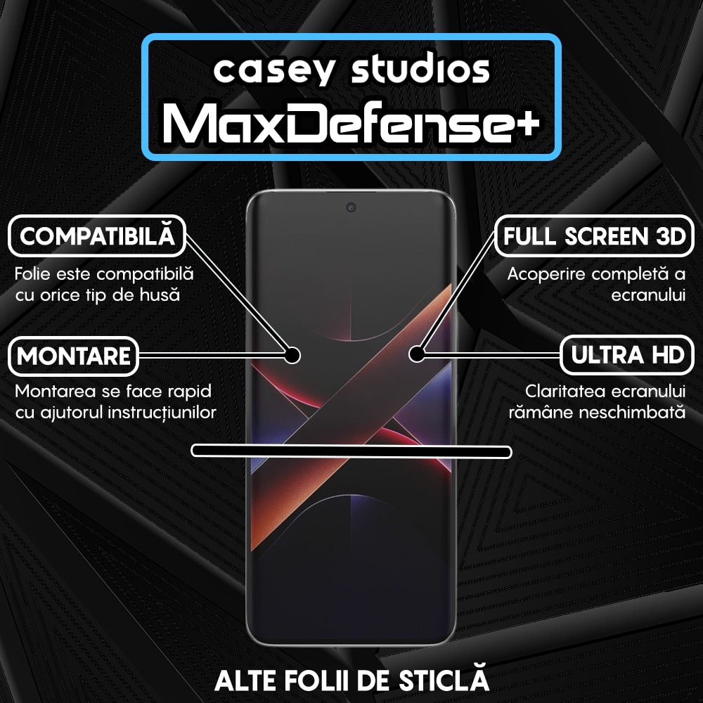 Folie Sticla CASEY STUDIOS compatibila cu Xiaomi Poco X7, Full Glue, Sticla Securizata, Duritate Militara, Ultra HD, Protectie Profesionala Ecran 3D, Anti Zgarieturi, Anti Socuri