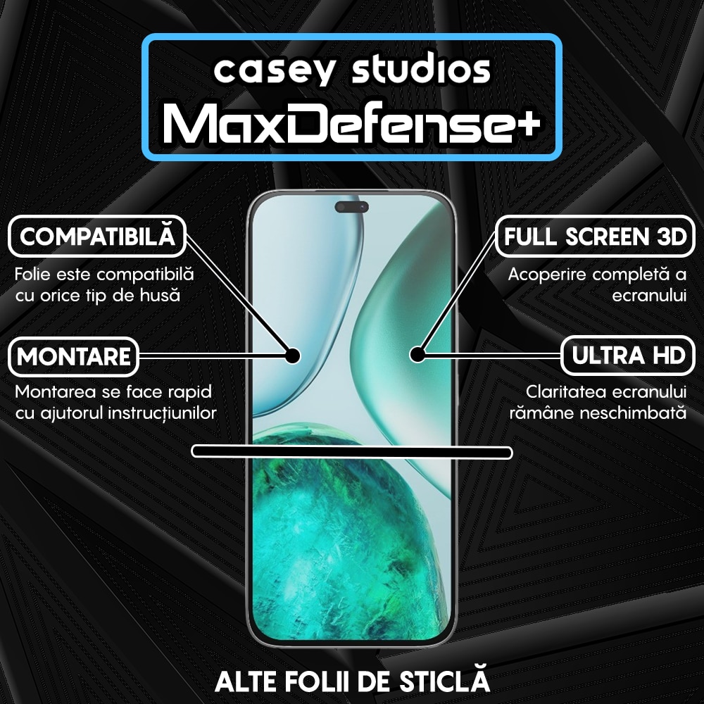 Folie Sticla CASEY STUDIOS compatibila cu Honor X8c, Full Glue, Sticla Securizata, Duritate Militara, Ultra HD, Protectie Profesionala Ecran 3D, Anti Zgarieturi, Anti Socuri
