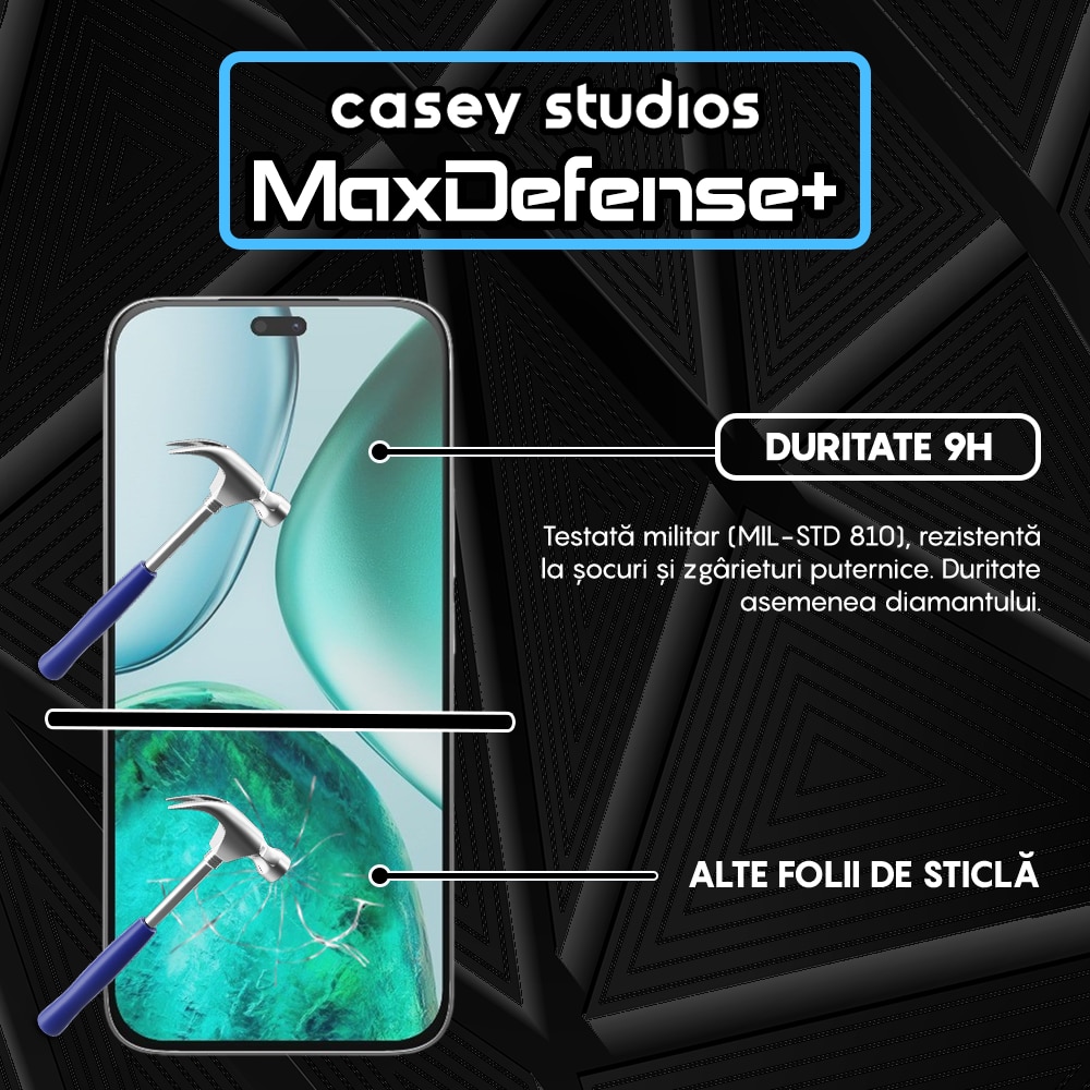 Folie Sticla CASEY STUDIOS compatibila cu Honor X8c, Full Glue, Sticla Securizata, Duritate Militara, Ultra HD, Protectie Profesionala Ecran 3D, Anti Zgarieturi, Anti Socuri