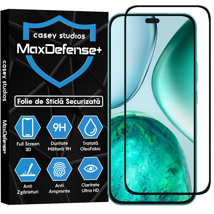 CASEY STUDIOS üvegfólia Honor X8c-hez, teljes ragasztóval, edzett üveg, katonai keménység, Ultra HD, professzionális 3D képernyővédelem, karcálló, ütésálló