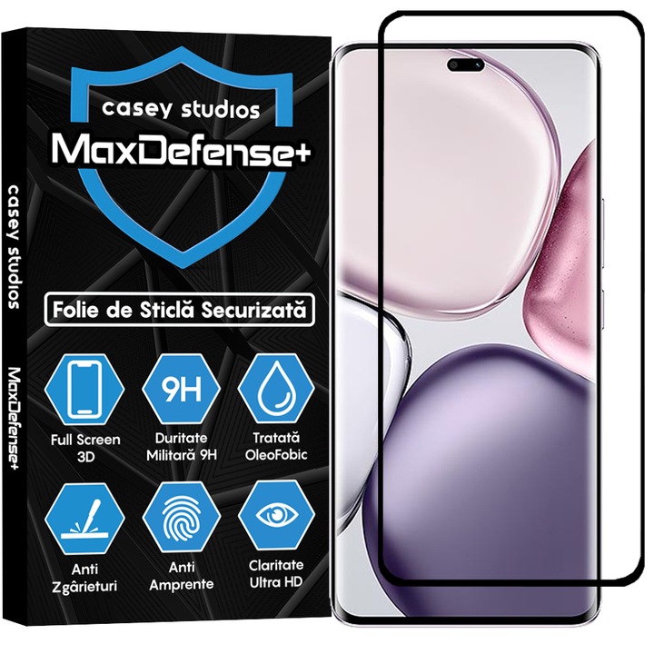 CASEY STUDIOS üvegfólia Honor Magic7 Lite készülékhez, teljes ragasztóval, edzett üveg, katonai keménység, Ultra HD, professzionális 3D képernyővédelem, karcálló, ütésálló