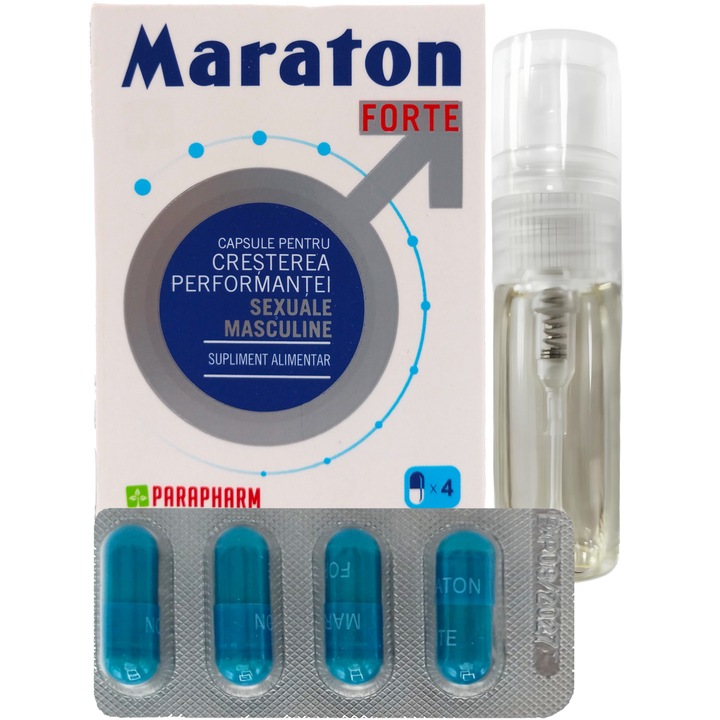 Kit Capsule Maraton Forte original blister 4cps + Parfum barbati atractie irezistibila 2ml SevaPlant