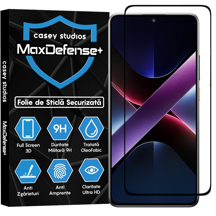 CASEY STUDIOS üvegfólia Xiaomi Poco X7 Pro készülékhez, teljes ragasztóval, edzett üveg, katonai keménység, Ultra HD, professzionális 3D képernyővédelem, karcálló, ütésálló