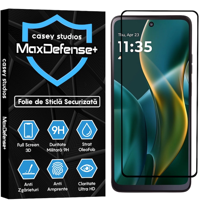Folie Sticla CASEY STUDIOS compatibila cu Motorola Moto G (2025), Full Glue, Sticla Securizata, Duritate Militara, Ultra HD, Protectie Profesionala Ecran 3D, Anti Zgarieturi, Anti Socuri