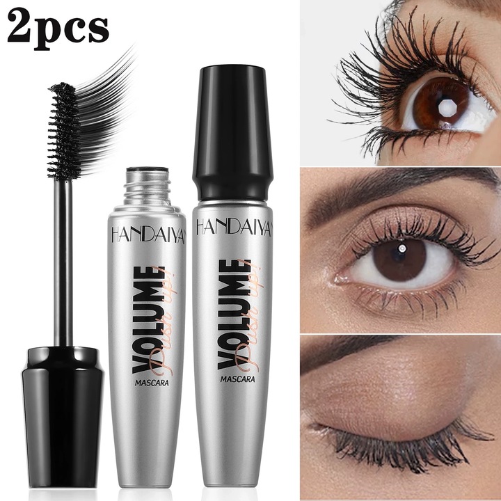 Mascara rezistenta la apa, care nu se intinde, pentru gene lungi, dese si indoite, fiecare cu 12 g, 2 bucati