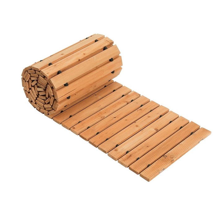 Poteca de gradina, Dreapta, Lemn cedru, Lungime 368cm, Latime 43 cm, Maro