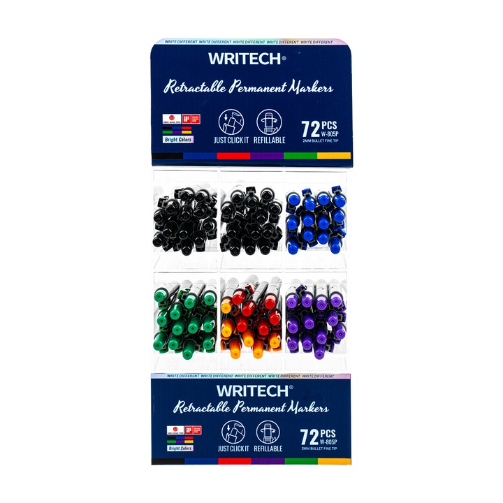 Writech прибиращ се постоянен дисплей за маркери с 36 пълнителя, 72 бр/комплект