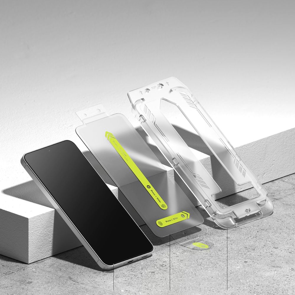 Set 2 folii sticla cu sistem de montare Ringke Easy Slide compatibil cu Samsung Galaxy A56 5G Clear