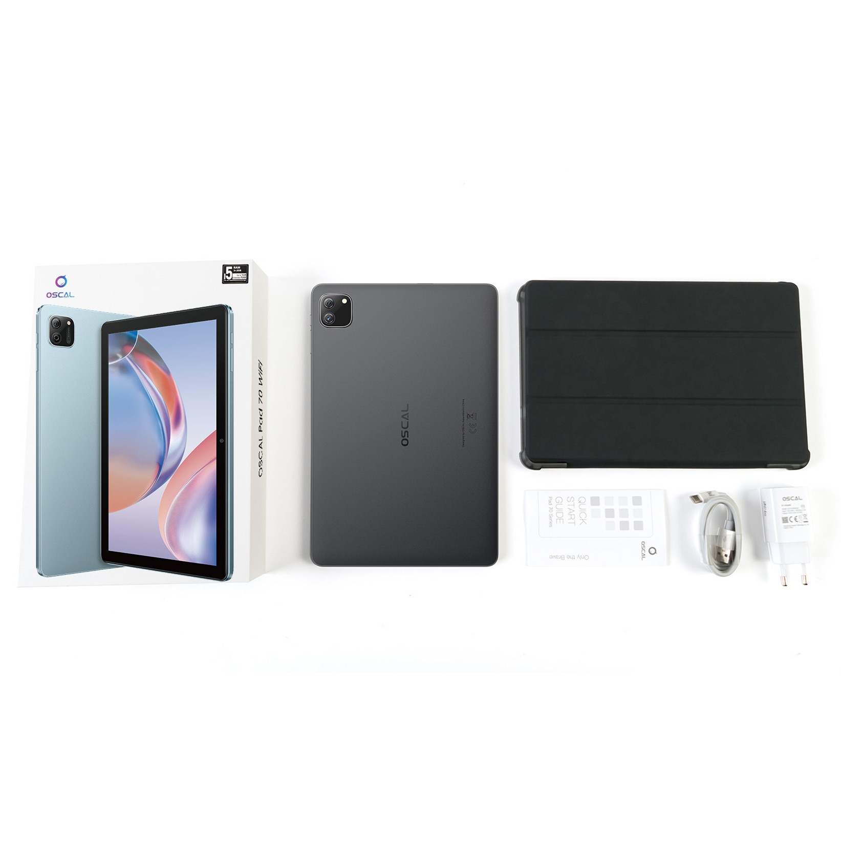 Tableta Oscal Pad 70 WiFi, 10.1 inch, Android 14, 12GB Ram(4GB + 8GB extensibili), 800×1280, WiFi6, Cortex-A53 cu patru nuclee, 128GB ROM, Expandabil 1TB, 6580mAh, Albastru