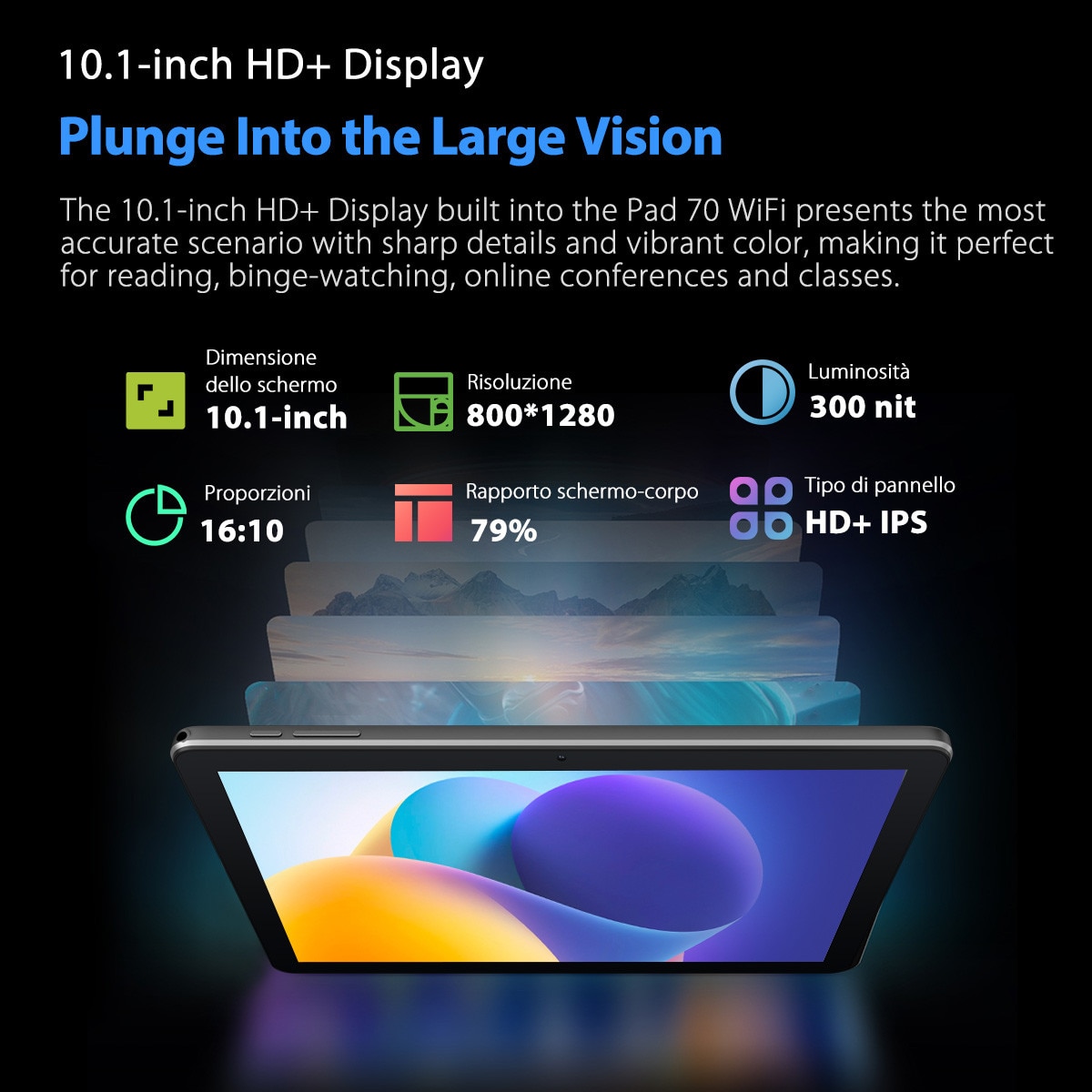Tableta Oscal Pad 70 WiFi, 10.1 inch, Android 14, 12GB Ram(4GB + 8GB extensibili), 800×1280, WiFi6, Cortex-A53 cu patru nuclee, 128GB ROM, Expandabil 1TB, 6580mAh, Albastru
