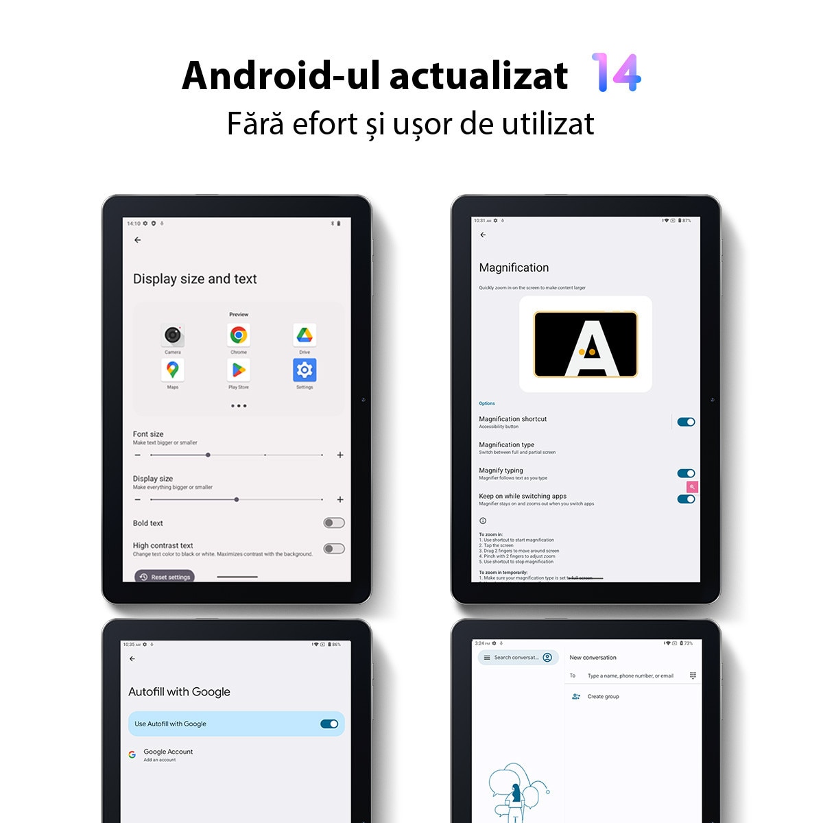 Tableta Oscal Pad 70 WiFi, 10.1 inch, Android 14, 12GB Ram(4GB + 8GB extensibili), 800×1280, WiFi6, Cortex-A53 cu patru nuclee, 128GB ROM, Expandabil 1TB, 6580mAh, Gri
