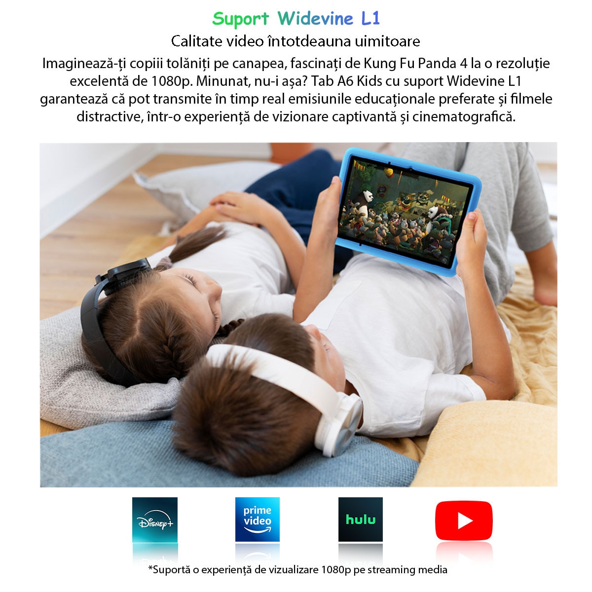 Tableta pentru copii Blackview Tab A6 Kids, Android 14, 10.1", 60Hz, 12GB Ram(4GB + 8GB extensibili), 128GB Rom, 800x1280, 5100mAh, Card TF unic, Tableta educationala, Roz