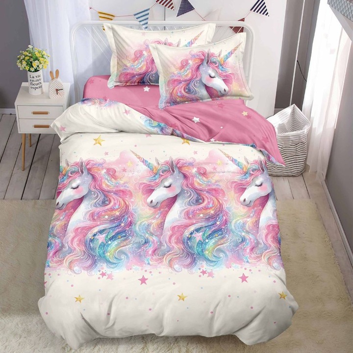 Ágyneműgarnitúra, 1 személyes, 140 x 200 cm, rugalmas, szatén bevonattal, 4 db, Casa de Vis, T60-130