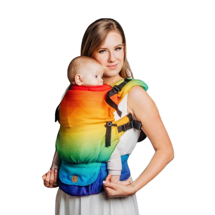 Marsupiu ergonomic LennyLamb LennyUpGrade, multicolor, 1 an, ajustabil, suport lombar detasabil