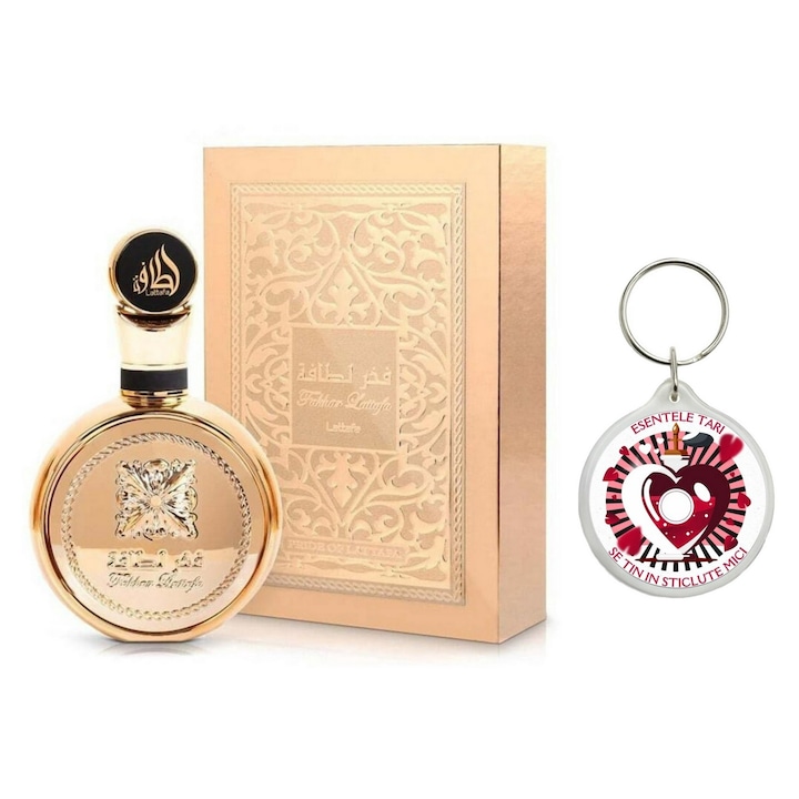 Set Apa de Parfum Fakhar Extrait Woman, Lattafa, Femei 100ml Parfum arabesc si breloc esentele tari se tin in sticlute mici