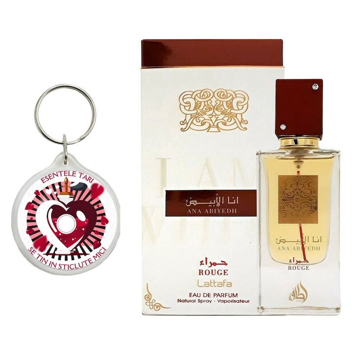 Set Apa de Parfum Ana Abiyedh Rouge, Lattafa, Femei 60ml Parfum arabesc si breloc esentele tari se tin in sticlute mici