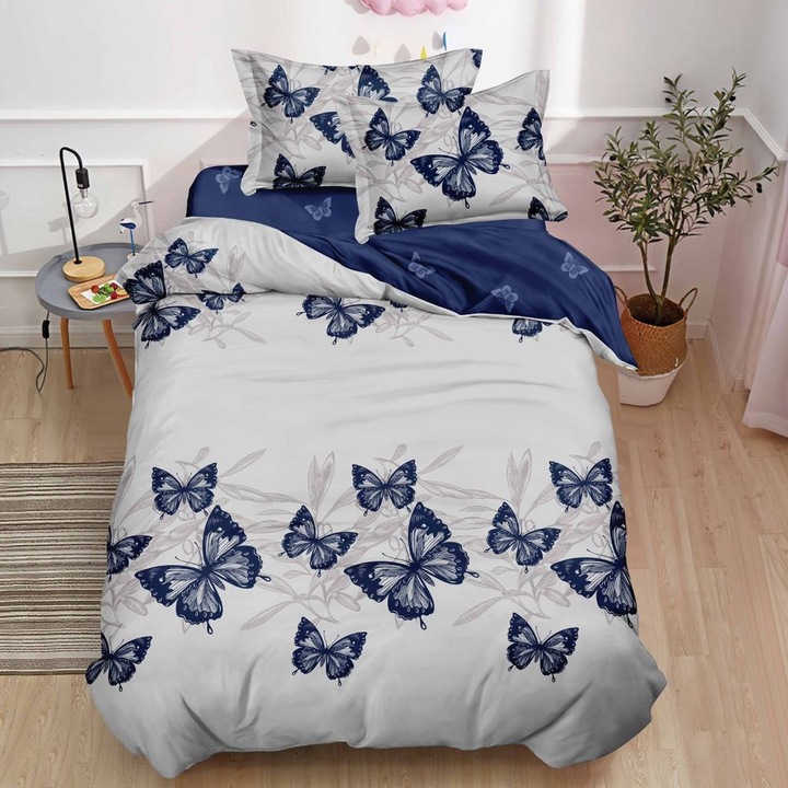 Set lenjerie de pat, 1 persoana, 150 x 220 cm, finet satinat, 4 piese, Casa de Vis, Y60-124