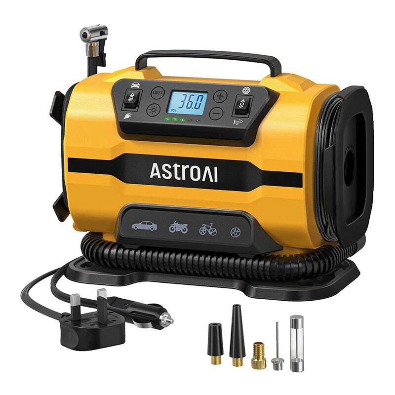 Compresor de roti portabil AstroAI ATJ-8366150 PSI 12V DC/110V AC - eMAG.ro