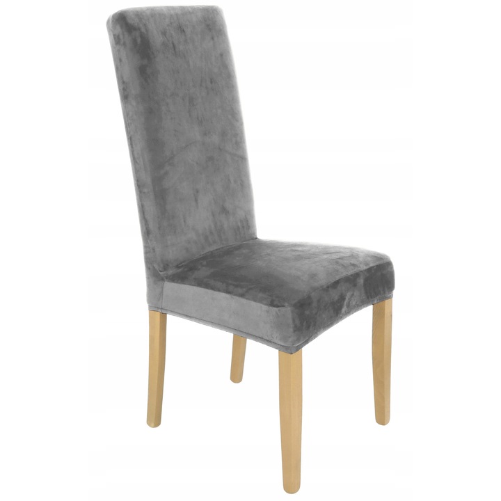 Husa Pentru Scaun, Imbracam Mobilierul, Catifea, Gri, Elastic, 58 Cm, Compatibil Cu Masina De Spalat, Protectie Impotriva Murdariei, Par De Animale Si Deteriorarilor