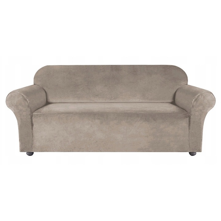 Husa pentru canapea, Ubieramy Meble, Imbracarea mobilierului, Universal, Elastic, Velur, Protectie impotriva murdariei, 190 - 230 cm, Bej