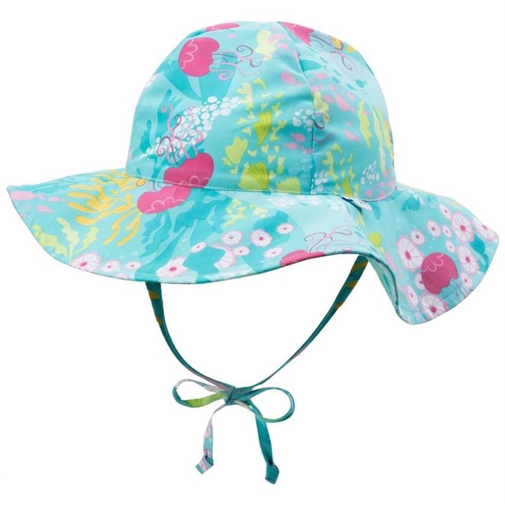 Palarie copii Green Sprouts, 2-4 ani, roz, SPF 50+, reglabila, boruri mari