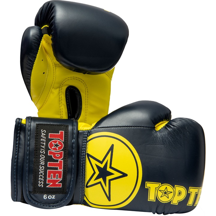 Manusi de box Top Ten KIDS, 6 oz, albastru-galben