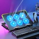 Professional RGB Gaming Laptop Cooler, Noonedibs, 8 setari de inaltime, racire puternica cu sase nuclee, debit de aer reglabil, compatibilitate puternica, design cu zgomot redus, cu suport detasabil pentru telefon, lumini RGB colorate, porturi USB, negru