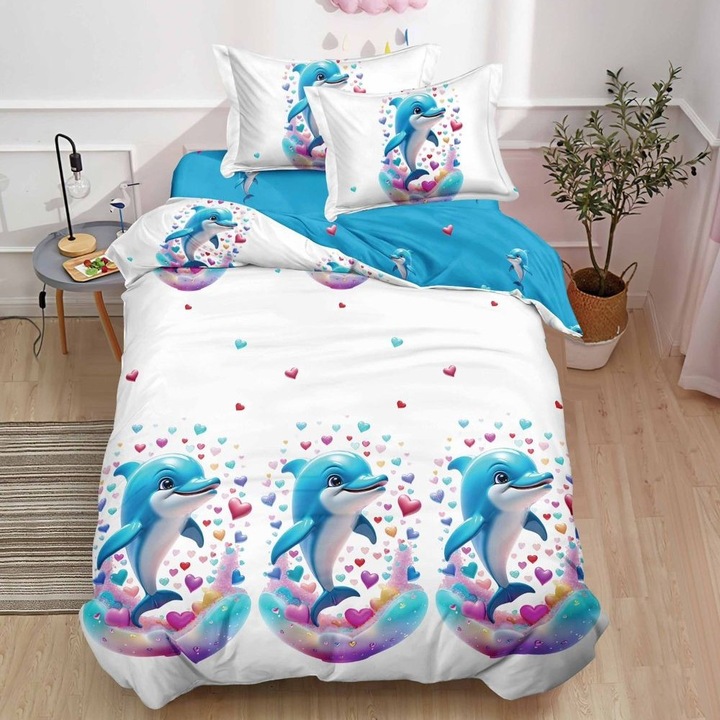 Ágyneműgarnitúra, 1 személyes, 140 x 200 cm, rugalmas, szatén bevonattal, 4 db, Casa de Vis, T60-143