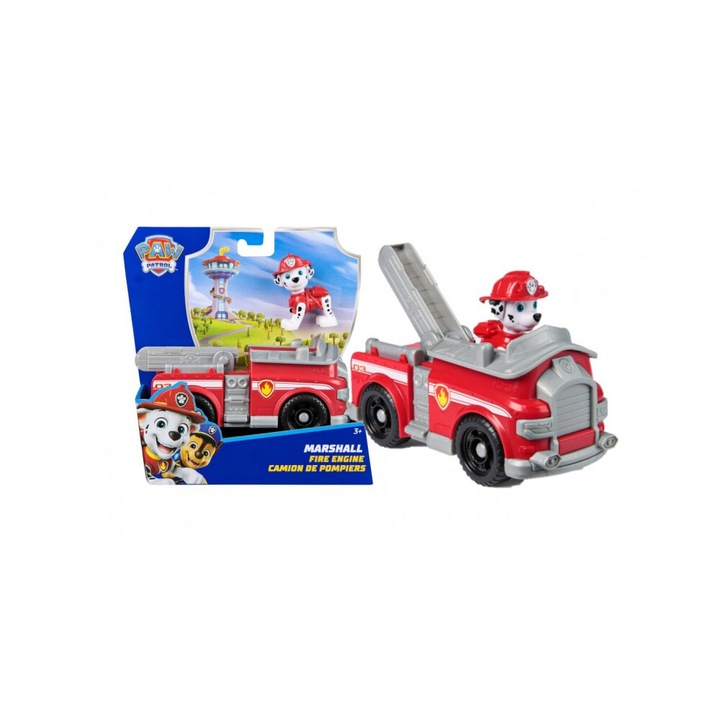 Masinuta Psi Patrol, vehicul Marshall, figurina inclusa, rosu