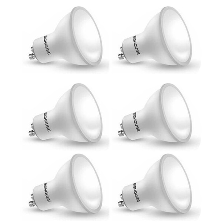 Becuri LED GU10, AMRINUGL, dimabile, alb cald 3000K, 6 bucati