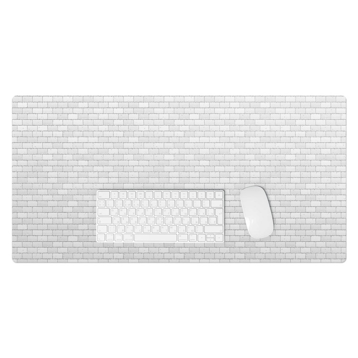 Mapa de birou, Wallfluent, Perete retro de caramida, Alb, 90x45 cm, 010250300040100033369