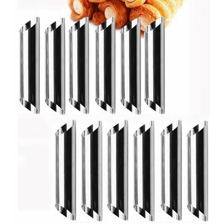 Set de forme pentru cornuri de crema, AMRINUGL, otel inoxidabil de calitate superioara, non-aderente, usor de utilizat