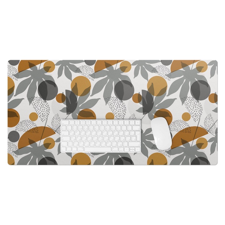 Mapa de birou, Wallfluent, Frunze geometrice, Portocaliu, 90x45 cm, 010250300040100033405