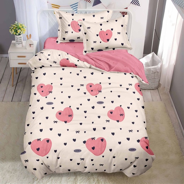 Ágyneműgarnitúra, 1 személyes, 140 x 200 cm, rugalmas, szatén bevonattal, 4 db, Casa de Vis, T60-144