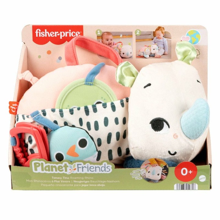 Jucarie interactiva pentru bebelusi, Fisher Price, texturi variate, elemente interactive, multicolor, 30x20cm