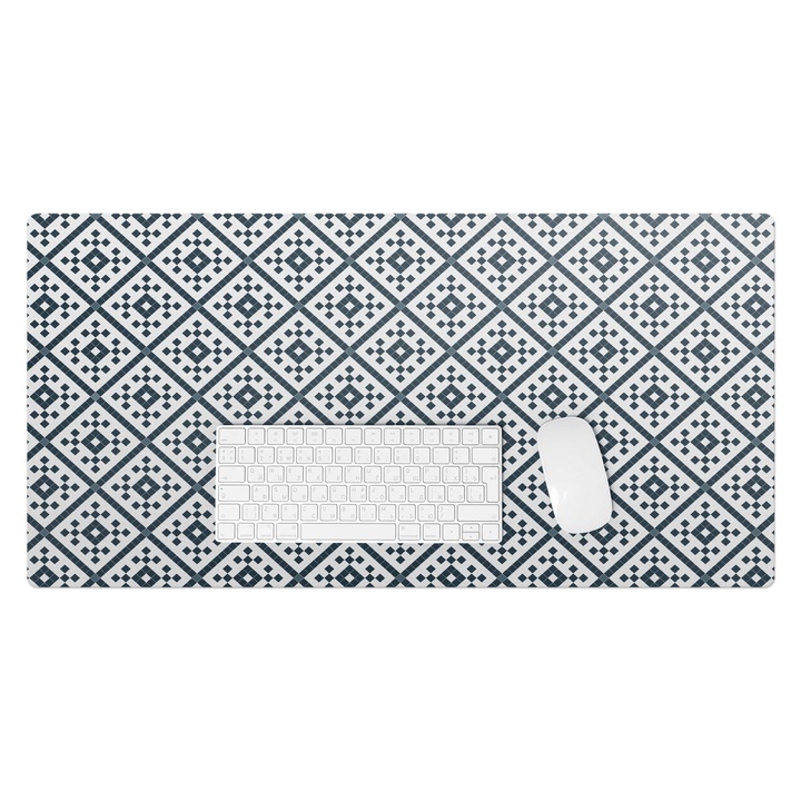 Mapa pentru birou, Wallfluent, Model retro geometric, Bleumarin, 90x45 cm, 010250300040100057093