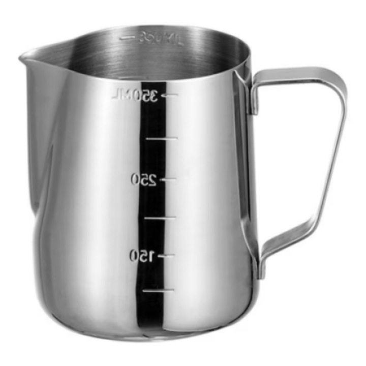 Rozsdamentes acél bögre beosztással, Blusmart ®, tejhabos kancsó fogantyúval, tejes vagy cappuccino bögre, kiöntővel, bárbögre, barista bögre, 600 ml