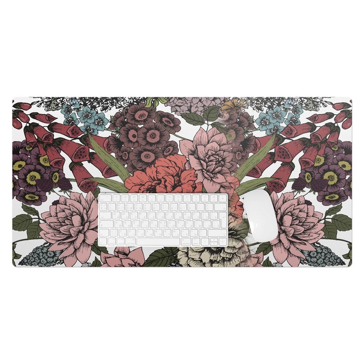 Mapa de birou, Wallfluent, Model retro floral, Multicolor, 90x45 cm, 010250300040100057190
