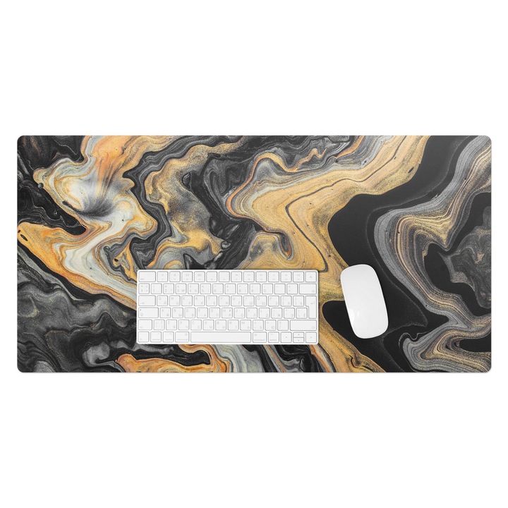 Mapa de birou, Wallfluent, Vartejele de marmura, Negru, 90x45 cm, 010250300040100077316