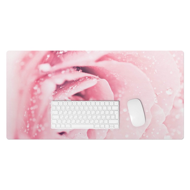 Mapa birou, Wallfluent, Floare cu picaturi, Roz, 90x45 cm, 010250300040100077367