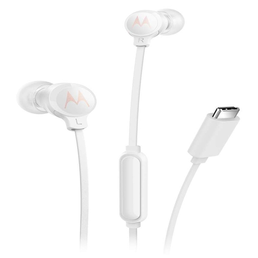 Casti Motorola Earbugs 3C-S cu fir, USB tip C si microfon, albe